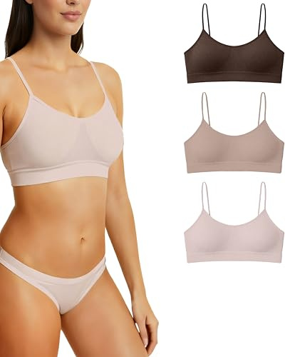 Risalti Reggiseno Senza Ferretto Spalla Stretta 3 pz - Bralette Donna Senza Cuciture ed Etichette, Reggiseno Donna in Microfibra Elasticizzata, Brassiere, Top Morbido, Intimo - Made in Italy