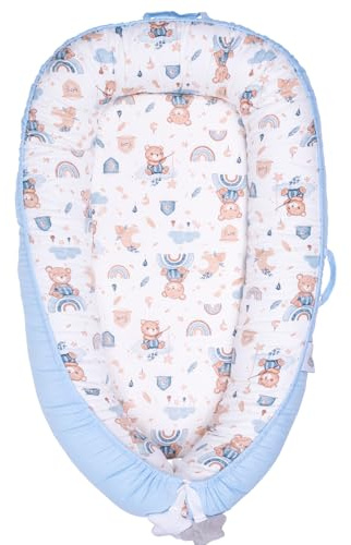 YGJT Lettino per Neonati e Bambini da 0 a 12 Mesi, 100% Cotone, Idea Regalo per Neonati (Orso Azzurro)