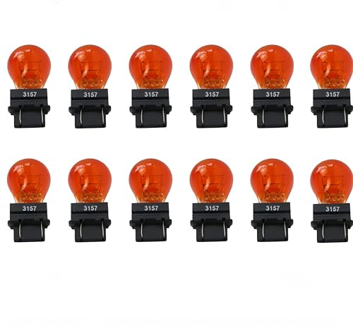 Kadiby 12 Pack 3157NA 3157A 3157 Amber Bulb, Parking/Side Maker/Turn Signal Auto Light Bulbs 3057A 4157NA 4057NA 12v 27/7w