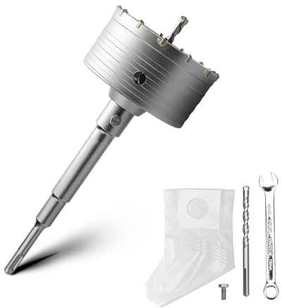 Juego de corona de 110 mm con adaptador SDS plus de 220 mm y broca extractora de 8x110 mm, corona de taladro para enchufe para mampostería y hormigón