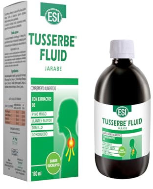 ESI Tusserbe Fluid 100 ml - Jarabe para la Tos Productiva y Congestiones - Alivia la Irritación Respiratoria y Mucosa - Extractos de Planta y Sabor Eucalipto - Gordolobo, Llantén, Pino, Tomillo