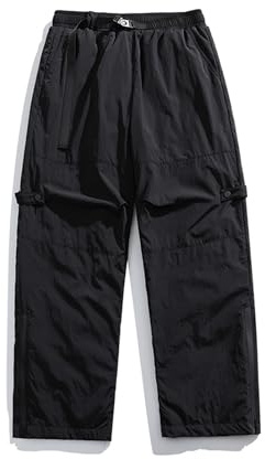TDHLW Pantalon de Ski Baggy Cargo pour Homme Pantalon de Snowboard Super Baggy Pantalon de Snowboard Cargo D'ExtéRieur,Noir,S