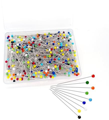 Stecknadeln mit Kopf,Glaskopfnadeln,Edelstahl Stecknadeln Mehrfarbig Glaskopfstecknadeln für Basteln Nähen Säumen Craft (350 Stück(Kopf 3mm))