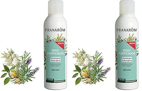 PRANAROM - Aromaforce - Spray Purificador Ravintsara/Árbol del Té + Eucalipto Bio - Color Ravintsara - 150ml (Paquete de 2)