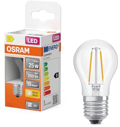 Osram LED Retrofit CLASSIC P in P-Form, LED-Lampe, Glas, klar, 1,8 W, 250 lm, 2700 K, CRI 80