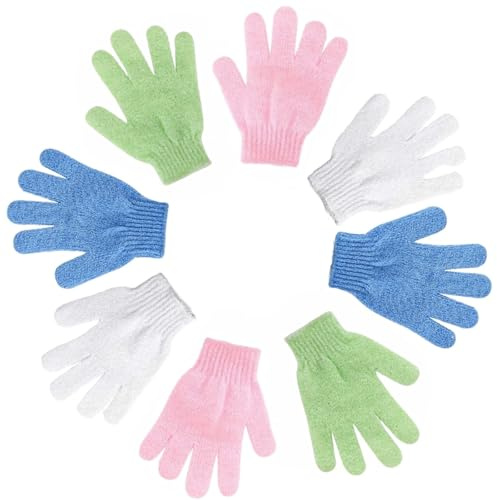 8 Pcs Shower Exfoliating Gloves, Body Scrub Gloves, Exfoliating Mitt for Shower, Massage, Dead Skin Cell Remover