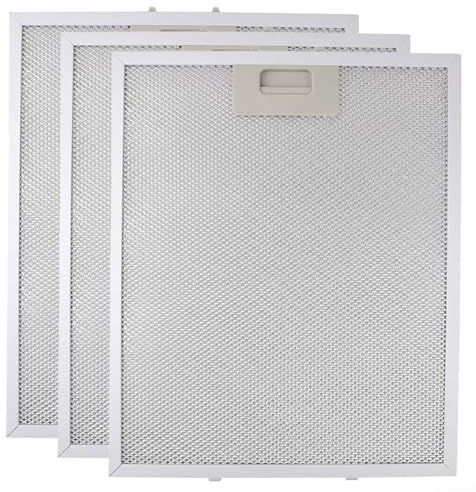 Bulevisiter Lot de 3 filtres pour hotte aspirante 340 x 280 x 9 mm Aluminium 5 couches Grille métallique Extracteur de graisse pour plusieurs modèles de hotte aspirante