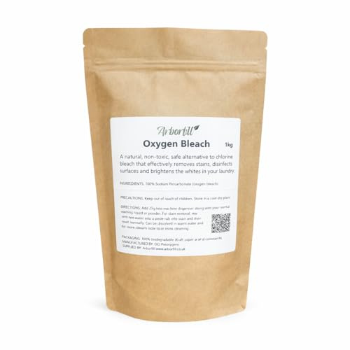 Natural Oxygen Bleach Powder, Non-Toxic Alternative to Chlorine, Laundry Stain Remover and Deodoriser, Pure Sodium Percarbonate, 1kg