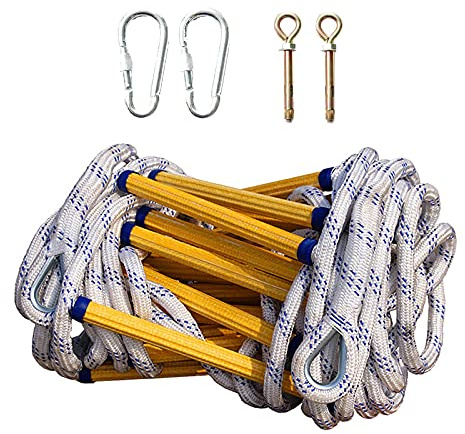 Scala di Emergenza, Scala antincendio in Corda Morbida da 25 m, Facile da riporre e Utilizzare, Scala di Sicurezza Portatile per la casa per Un rapido Salvataggio, Design Durevole da 82 Pied
