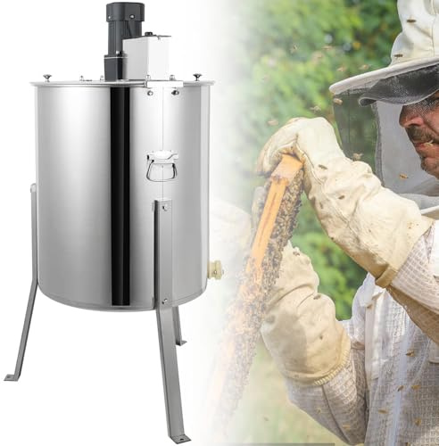 Electric Honey E-xtractor - Stainless Steel 2/3/4 Frame Honeycomb Drum Spinner with 140W Adjustable-Speed Motor & Clear Lid, Beekeeping Honeycomb Centrifuge Extraction Equipment 2Frame