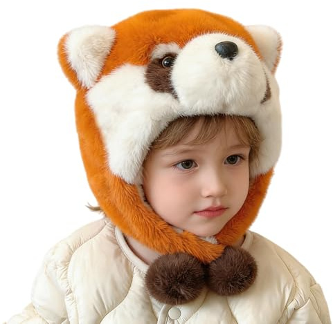 Cappelli Animali per Bambini,Cappello a Forma di Procione Spesso Copricapo | Cappello con Orecchie da Animale in Peluche | per Donne Ragazze all'Aperto Cosplay Festività Inverno Party Quotidiano