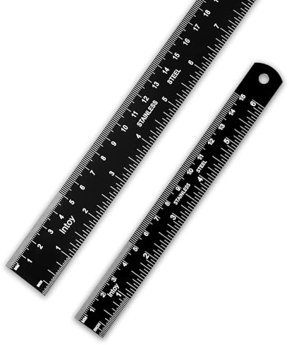 Zotemo Metal Ruler 12 Inch and 6 Inch with Metric Scales Millimeter, Centimiter, and Conversion Table, Easy to Read Straight Edge Starts at 0, Stainless Steel Rule for School and Office, 2 Pack