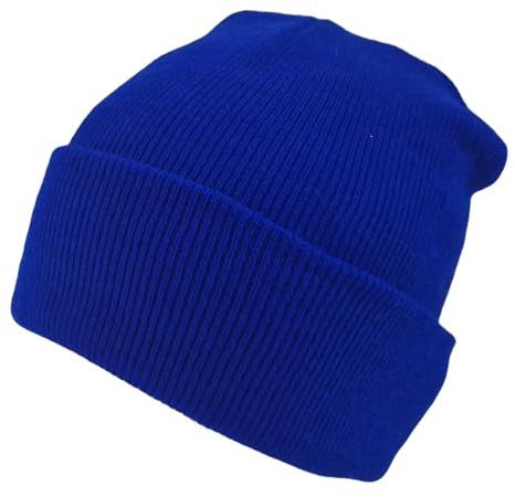 Komonee Beanie Hat Plain Royal Blue Soft Comfortable Casual for Men Women Warm Knitted Winter Woolly Skully Ski Headwear Stretchy Thermal Unisex Cap Perfect for Daily Wear Outdoor Sports