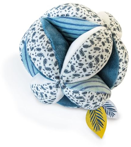 Doudou et Compagnie - Balle de Préhension avec Hochet - Collection Yoca le Koala - Doudou Tout Rond - Bleu - Modèle aléatoire - Idée Cadeau Naissance Bébé Fille ou Garçon - DC3670