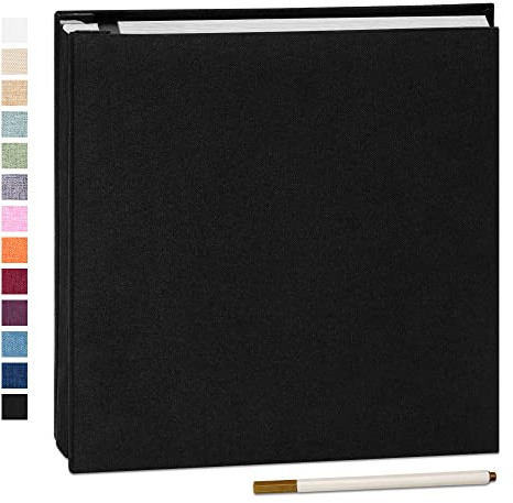 Yopih Album Foto Autoadesivo Fai da Te 28x27 cm con 40 Pagine Bianche e Copertina in Lino, Album Fotografico per Foto 10x15, Regalo Nozze Natale Compleanno Bambini, Nero