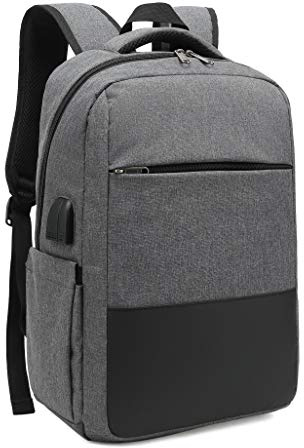 Laptop Backpack,Anti-Theft Business Travel Work Computer Rucksack with USB Charging Port,Water Resistant College/High School Bags Fits 15.6 Inch Laptop and Notebook Gery