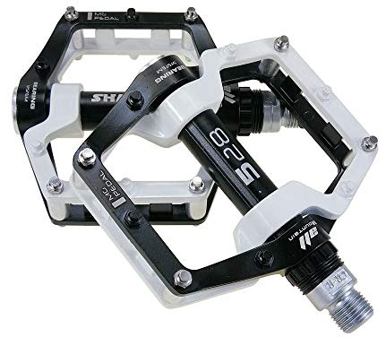 Black White 528 shanmashi Mountain Bike MTB Pedals Aluminium Bicycle BMX Flat Pedal with Removable Non-Slip Studs 9/16