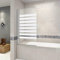 Aica Sanitär Badewannenaufsatz Duschabtrennung 80cm Duschwand 6mm Nano Querstreifen Dusche für Badewanne Höhe 140cm links