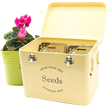 Seed Storage Tin With Free Dividers & Seed Envelopes Cream Colour