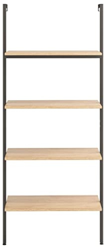 YITHOPI Scaffale Pendente 4 Livelli,Libreria per il soggiorno Libreria a scala scaffali da parete Adatta a camere da letto, sale studio, hotel, ristoranti, ecc Marrone Chiaro e Nero 64x35x152,5cm