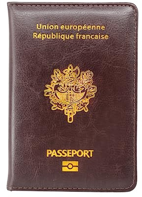 EASYLAVIE Porte Passeport Housse Protège Passeports Cuir Pochette étui pour Passeport Voyage Protection Housse de Passeport (Marron Dorant)