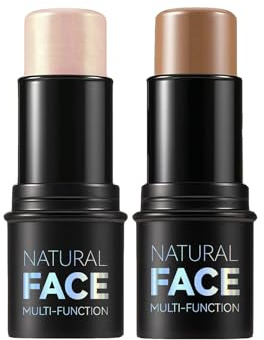 Highlight and Bronze Contour Stick, Professional Face Shaping & Contouring Stick Makeup, Easy to Apply with Buildable Coverage, Long Lasting & Waterproof (#1,4, medium)