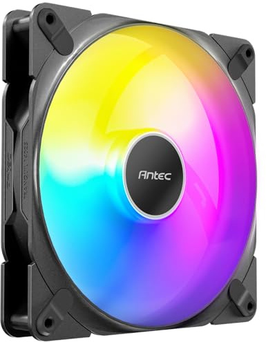 Antec 140mm x 25mm ARGB PWM Case Fans, 1500RPM, 89.72CFM, 1.82mmH₂O, 4-Pin PWM & 3-Pin ARGB, 120mm, Desktop Compatible, 5.51 inches Length x 5.51 inches Width x 2.5 cm Height