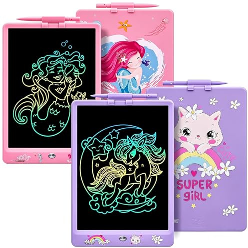 DYNASONIC Tablettes d'écriture LCD de 25,4 cm pour enfants, lot de 2, tableau magnétique pour dessin, jouet éducatif
