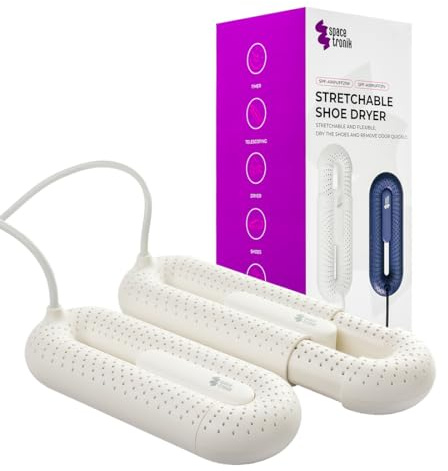 Spacetronik Schuhtrockner Elektrisch, Schuh Trockner Antibakteriell mit 3 Modi Timer & Auto Ausschalten, Elektrische Schuhwärmer, Feuchtigkeit & Geruchsentfernung für Schuhe, Skischuhe (Weiß, 28-45)
