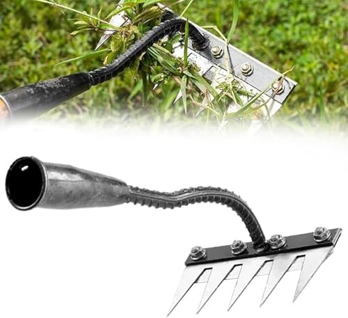 Gartenrechen aus Kohlenstoffstahl, Unkrautbekämpfung, 2025 Abnehmbarer Gartenrechen aus Metall, sehr widerstandsfähig, Eisenharke für Gartenarbeit und Unkrautjäten, Handrechen zum Jäten (5 Zähne)
