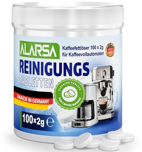 100 Stück Premium Reinigungstabletten für Kaffeevollautomaten und Kaffeemaschinen Kaffeefettlöser Tabletten kompatibel mit Jura De’Longhi Bosch Siemens Krups Miele Melitta Philips u.v.m.