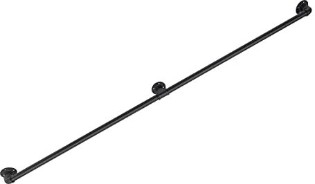 Barandilla para escaleras, color negro, pasamanos para escaleras, 200 cm, pasamanos para escaleras, interior y exterior con mango de metal redondo de 3,3 cm para escaleras y áticos, toallero, tirador