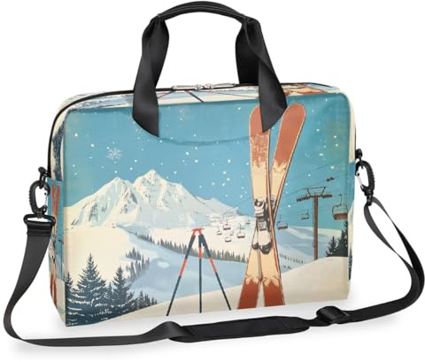 Kaifanee Sac à bandoulière pour ordinateur portable de 40,6 cm, pour ordinateur portable ou tablette, skis, montagne, affaires, cadeau pour homme et femme