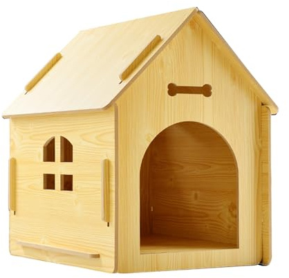 Casa de madera para perros, caseta desmontable impermeable | Refugio impermeable para gatos al aire libre, para jardín de razas medianas y grandes
