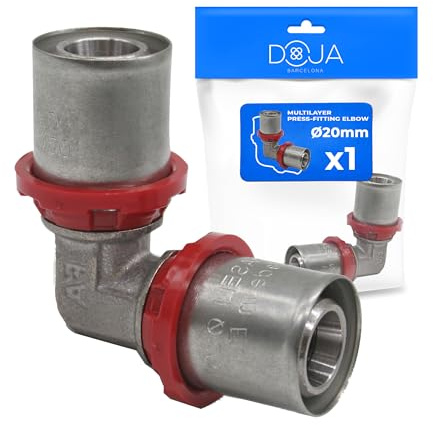 DOJA Barcelona Codo Multicapa Ø20-20mm - Fácil Instalación - Codo Igual para Racor Tubo Piezas Multicapa, Enlace Estanco y Sólido, Cumple con Normativa, para Agua Fría, Caliente y Calefacción