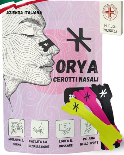 ORYA, 90 Cerotti Nasali Antirussamento e per lo Sport, Dilatatore Nasale per Respirare Meglio, Riduce il Russamento, Color Bundle