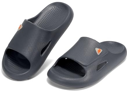 CLEIKS Leggere Pantofole Uomo Antiscivolo Flip Flop 44 Ciabatte Morbide Antiscivolo Estate Scarpe da Bagno Slipper (Grigio, 42/43 EU, MES260191-0)