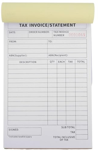 HORIALENCE Talonario de recibos de facturas, 3 copias autocopiativas white, rosas y amarillas con soporte de cartón, A5 8.3 x 5.5 pulgadas, bloc de facturas fiscales, 60 hojas por talonario para