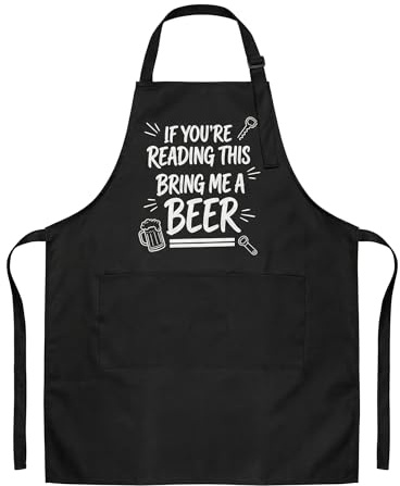 DINSAGE BBQ Apron for Men Funny Aprons for Men with Pockets, Adjustable Mens Cooking Apron Durable Waterproof, BBQ Gifts for Men Dad Husband, Kitchen Cooking, Grill Party