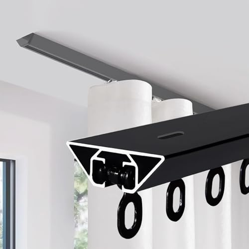 Svart aluminium takspårsystem – 2,4 m (7,9 fot) skjutskena-kit för, perfekt för integritet, duschväskor, vardagsrumsinredning, smidig glidning och design.