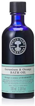 Neal's Yard Remedies Geranium & Orange Bath Oil, Energise Body & Mind, Uplifting Scents, Bath Soak, Vegan & Cruelty-Free, 100ml