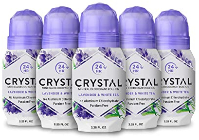 CRYSTAL Deodorant Mineral Deodorant Roll-On, Lavender & White Tea 2.25 oz (Pack of 5) SG_B002F8I8VS_US