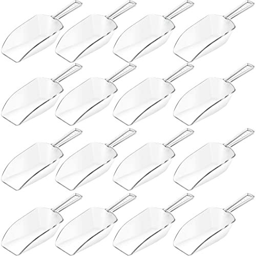 Hestya 16 Pcs Multi-Purpose Clear Plastic Scoops for Candy Buffet, Ice, Food, Popcorn, Protein Powders, Ice Cream, Coffee, Tea Jar (4.3 Inch)