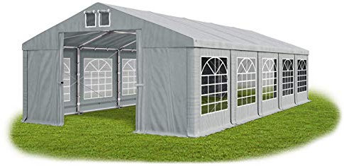 Das Company Partyzelt 5x10m wasserdicht grau Zelt Dachplane modular 580g/m² PVC ganzjährig stahlseile Gartenzelt Winter Plus MS/SD