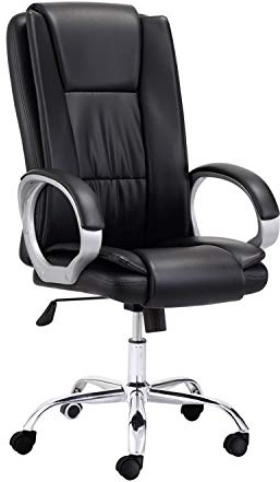 Adec Group Atlas, Sillón Giratorio de Oficina o Despacho, Silla Giratoria de Escritorio con Brazos, Acabado en Símil Piel Color Negro, Medidas: 66 cm (Ancho) x 66 cm (Fondo) x 93-107 cm (Alto)