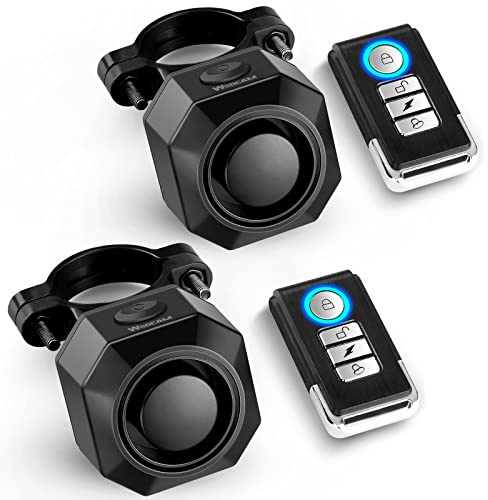 WSDCAM USB Rechargeable Bike Alarm with Remote, 110dB Loud Wireless Anti Theft Vibration Motion Sensor Vehicle Security Alarm System Waterproof Bicycle Trailer Motorcycle Alarm - 2 Pack