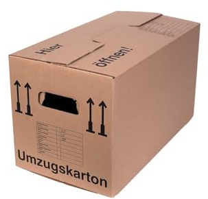 10 Stück Umzugskartons 600 x 328 x 340 mm extra stabil 2-wellig, verstärkte Griffe, belastbar bis 40 kg, Menge wählbar von 5 bis 240 Stück