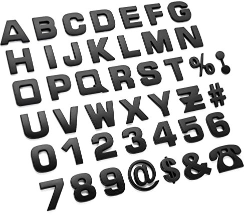 Lamoutor 40 x Auto-Emblem-Buchstaben-Aufkleber zum Selbermachen, 3D-Chrom-Zahlensymbol, Abzeichen (schwarz)
