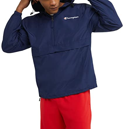 Champion Stadion Herrenjacke, verstaubar, wind- und wasserabweisend (Reg. Or Big & Tall), Marineblau, kleine Schrift, 3XL Groß