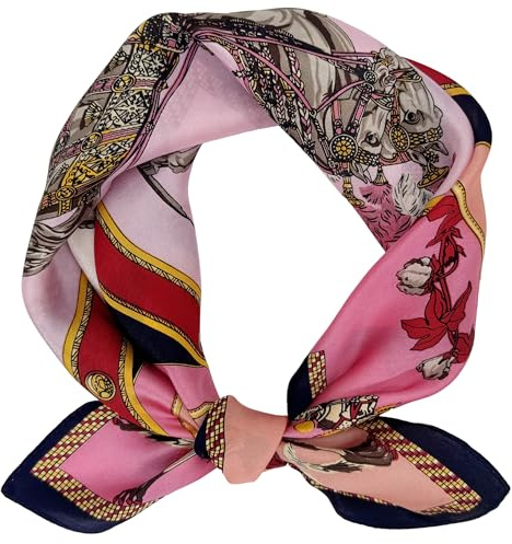 LSHARON SILK 100% Mulberry Silk Scarf Lightweight Neck Scarf - 53x53cm - Digital Printed Small Square Wraps Pure Silk Scarves Natural Silk Neckerchief Headscarf Gift for Women Men (#10)